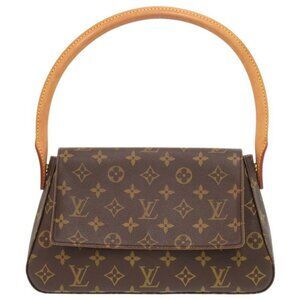 LOUIS VUITTON Authentic Brown Monogram Mini Looping Bag